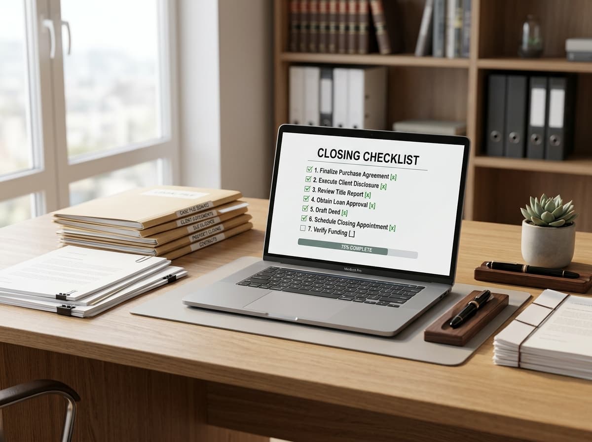 Documentos legales organizados en escritorio profesional